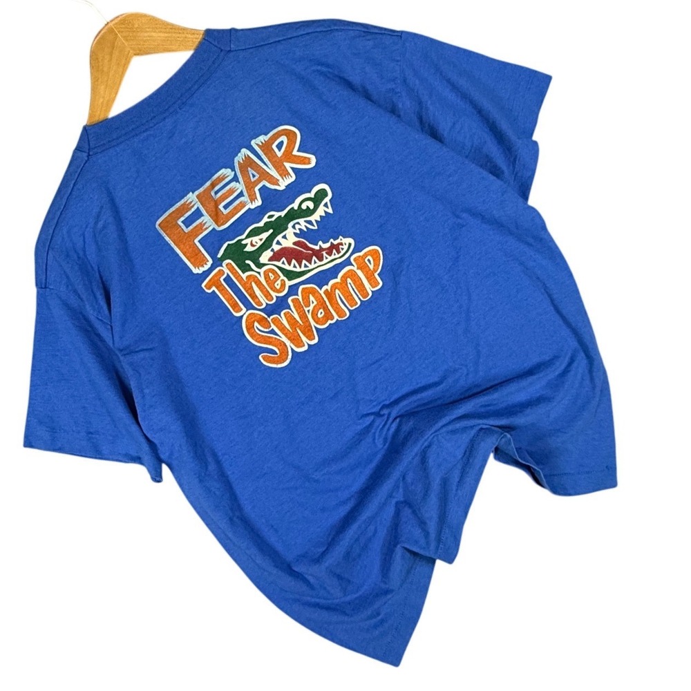 Vintage Florida‎ Gators Fear The Swamp Alligator Graphic T Shirt Mens XL Blue
